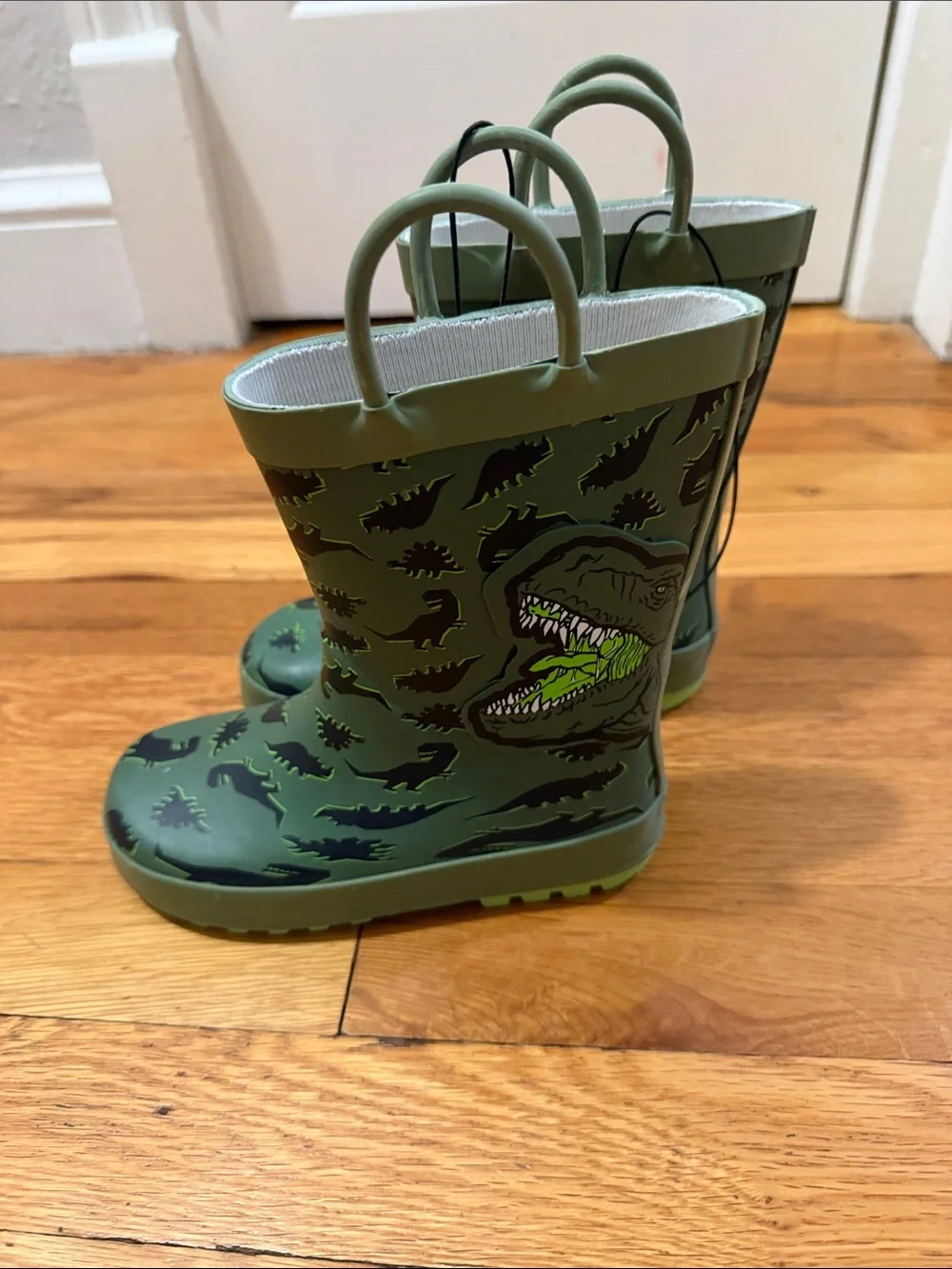 BOGO NWT Kids Green Dinosaur Rain Boots